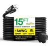 GoGreen Power 15' Indoor/Outdoor Extension Cord, 16 AWG, Black (GG-13715BK)