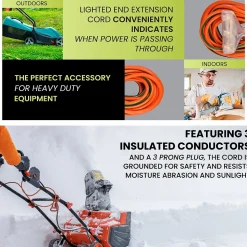 GoGreen Power 25' Indoor/Outdoor Extension Cord, 3-Outlet, 14 AWG, Orange (GG-15125)