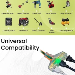 GoGreen Power 25' Indoor/Outdoor Extension Cord, 3-Outlet, 12 AWG, Orange (GG-15225)