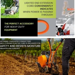 GoGreen Power 2' Indoor/Outdoor Extension Cord, 3-Outlet, 12 AWG, Orange (GG-15302)