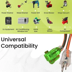 GoGreen Power 100' Indoor/Outdoor Extension Cord, 14 AWG, Orange (GG-13800)