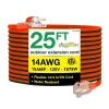 GoGreen Power 25' Indoor/Outdoor Extension Cord, 14 AWG, Orange (GG-13825)