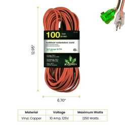 GoGreen Power 100' Indoor/Outdoor Extension Cord, 16 AWG, Orange (GG-13700)