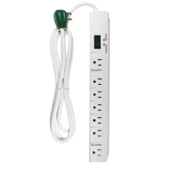 GoGreen Power 6' Metal Surge Protector, 7 Outlets, White (GG-17636)