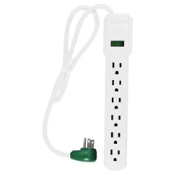 GoGreen Power 6 Outlet Surge Protector, 2.5' Cord, White (GG-16103MS)