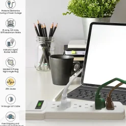 GoGreen Power 6 Outlet Surge Protector, 6' Cord, White (GG-16106MS)