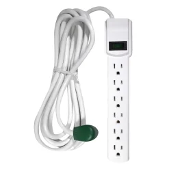 GoGreen Power 6 Outlet Surge Protector, 12' cord, White (GG-16103M-12)