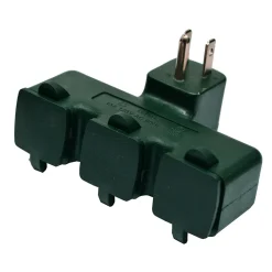 GoGreen Power 3 Outlet Tri Tap Adapter with Covers, Green (GG-03431GN)