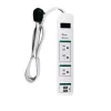 GoGreen Power 3' Surge Protector, 3 Outlet, White (GG-13103USB)