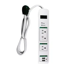 GoGreen Power 3' Surge Protector, 3 Outlet, White (GG-13103USB)