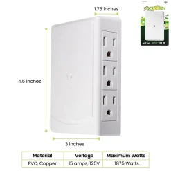 GoGreen Power Side Mount Wall Tap, 6 Outlet White (GG-16000TSM)
