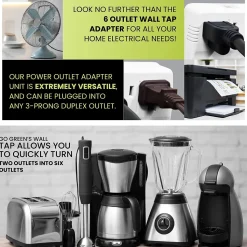 GoGreen Power Wall Tap, 6 Outlet, White, 3/Pack (GG-16000TW)