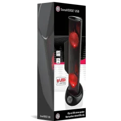 GOgroove SonaVERSE Clip-on USB-A Stereo Speaker with LEDs, Red (GGSVUSB200RDWS)