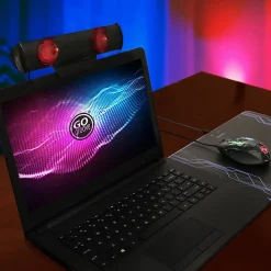 GOgroove SonaVERSE Clip-on USB-A Stereo Speaker with LEDs, Red (GGSVUSB200RDWS)