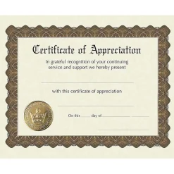 Great Papers® Appreciation Stock Foil Certificate, 11" x 8.5", 6/Pack (93000)