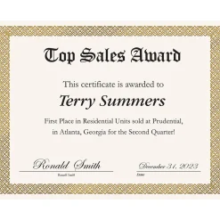 Great Papers Braided Foil Certificates, 8.5" x 11", Beige/Gold, 15/Pack (963006)