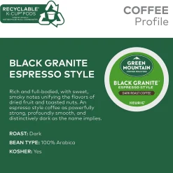 Green Mountain Black Granite Espresso Style Coffee Keurig® K-Cup® Pods, Dark Roast, 96/Carton (5000366650CT)