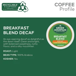 Green Mountain Breakfast Blend Decaf Coffee Keurig® K-Cup® Pods, Light Roast, 48/Box (5000355634)