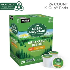 Green Mountain Breakfast Blend Decaf Coffee Keurig® K-Cup® Pods, Light Roast, 24/Box (5000330139)