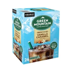 Green Mountain Brew-Over-Ice Vanilla Caramel Iced Coffee, 0.4 oz. Keurig® K-Cup® Pods, 24/Box (390283)