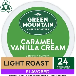 Green Mountain Caramel Vanilla Cream Coffee Keurig® K-Cup® Pods, Light Roast, 24/Box (6700)