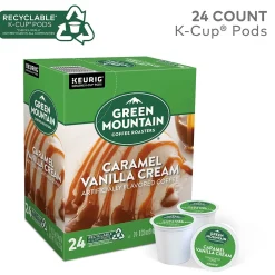 Green Mountain Caramel Vanilla Cream Coffee Keurig® K-Cup® Pods, Light Roast, 24/Box (6700)
