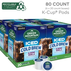 Green Mountain Coffee Roasters Iced Cold Brew Almond Vanilla Iced Coffee Keurig® K-Cup® Pods, Light Roast, 80/Carton
