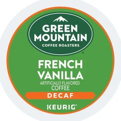 Green Mountain French Vanilla Decaf Coffee Keurig® K-Cup® Pods, Light Roast, 96/Carton (7732CT)