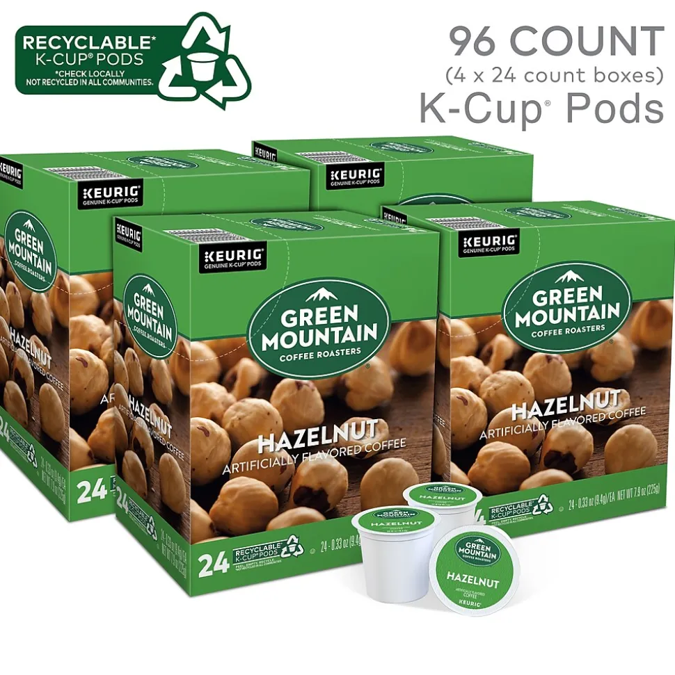 Green Mountain Hazelnut Coffee Keurig® K-Cup® Pods, Light Roast, 96/Carton (6792)