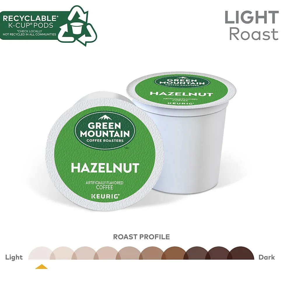 Green Mountain Hazelnut Coffee Keurig® K-Cup® Pods, Light Roast, 96/Carton (6792)