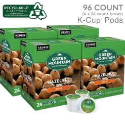 Green Mountain Hazelnut Decaf Coffee Keurig® K-Cup® Pods, Light Roast, 96/Carton (77923)