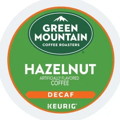 Green Mountain Hazelnut Decaf Coffee Keurig® K-Cup® Pods, Light Roast, 96/Carton (77923)