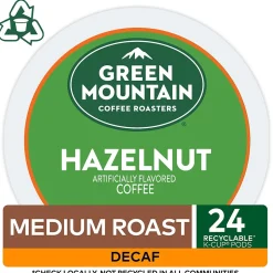 Green Mountain Hazelnut Decaf Coffee, Light Roast, 0.33 oz. Keurig® K-Cup® Pods, 24/Box (7792)