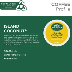 Green Mountain Island Coconut Coffee Keurig® K-Cup® Pods, Light Roast, 24/Box (6720)