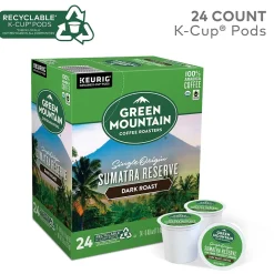 Green Mountain Sumatra Reserve Coffee, Dark Roast, 0.40 oz. Keurig® K-Cup® Pods, 24/Box (4060)