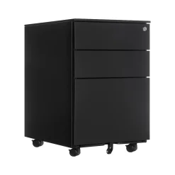 Gry Mattr 3-Drawer Mobile Vertical File Cabinet, Letter/Legal Size, Lockable, 23.62"H x 15.35"W x 20.47"D, Black (GMCC-00849)