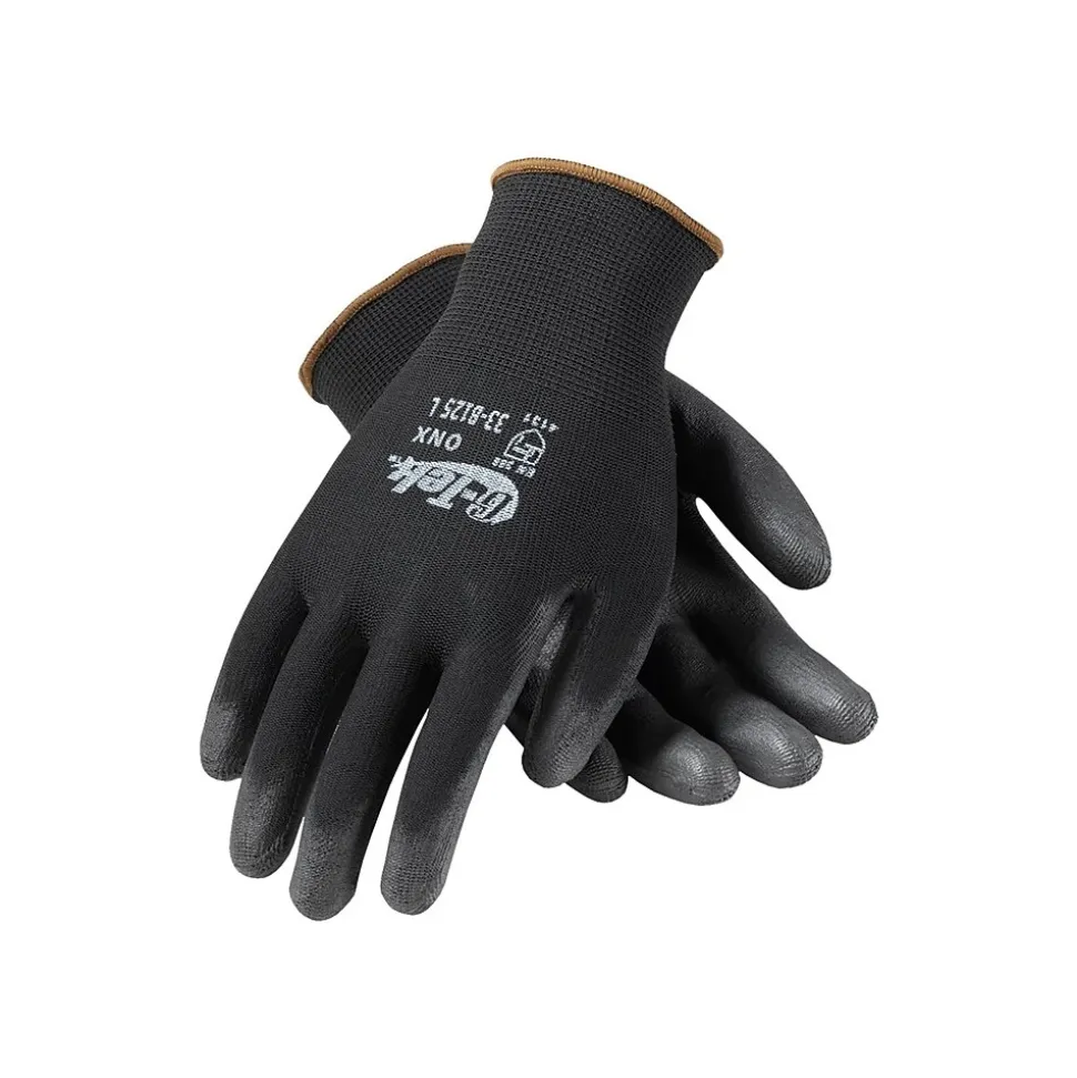 G-Tek 33-B125 Polyurethane Coated Nylon Gloves, Medium, 13 Gauge, Black, 12 Pairs (33-B125/M)
