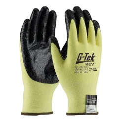 G-Tek KEV Seamless Knit Nitrile Coated Cut Resistant Gloves, ANSI A2, Yellow, X-Large, 12 Pairs (09-K1450/M)