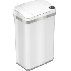 halo Stainless Steel Rectangular Sensor Trash Can with AbsorbX Odor Control System and Fragrance, White, 4 Gal. (SC04SW)