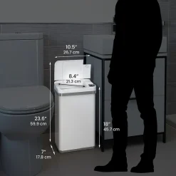 halo Stainless Steel Rectangular Sensor Trash Can with AbsorbX Odor Control System and Fragrance, White, 4 Gal. (SC04SW)