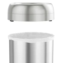 halo Stainless Steel Round Open Top Trash Can with Dual AbsorbX Odor Control System, Silver, Silver, 13 Gal. (OT13STR)