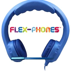 HamiltonBuhl Kid's Flex-Phones TRRS Headset with Gooseneck Microphone, Blue (HECKFX2UBLU)