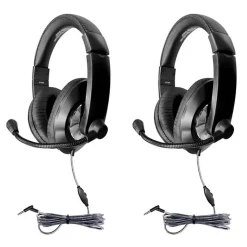 HamiltonBuhl Smart-Trek Deluxe Stereo Headphones, 2/Pack (HECST2BK-2)