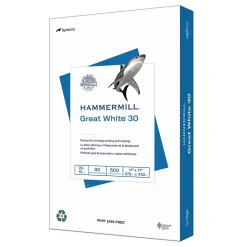 Hammermill Great White 30% Recycled 11" x 17" Copy Paper, 20 lbs., 92 Brightness, 500/Ream (86750)