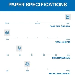 Hammermill Great White 30% Recycled 11" x 17" Copy Paper, 20 lbs., 92 Brightness, 500/Ream (86750)