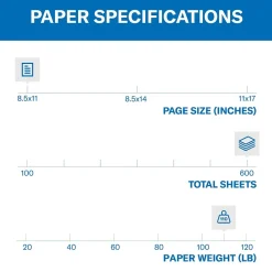 Hammermill Premium 8.5" x 11", Cardstock Paper, 110 lbs., White, 600 Sheets/Ream (168380)