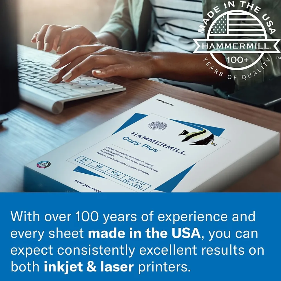 Hammermill Premium Color Copy 8.5" x 14" Printer Paper, 28 lbs., 100/Brightness, 8 Reams/Carton (102475)