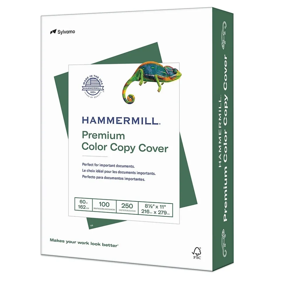 Hammermill Premium Color Copy 60 lbs. Cover Paper, 8.5" x 11", Photo White, 250 Sheets/Pack (122549)