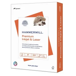 Hammermill Premium Inkjet & Laser 8.5" x 11" Multipurpose Paper, 24 lbs., 97 Brightness, 500 Sheets/Ream (166140)