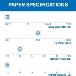 Hammermill Tidal Express Pack 8.5" x 11" Copy Paper, 20 lbs., 92 Brightness, 2500 Sheets/Carton (163120)
